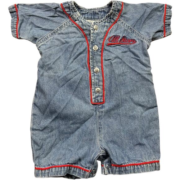 All Star Looney Tunes 90’s Baseball No. 1 Baby Romper - Picture 2 of 7